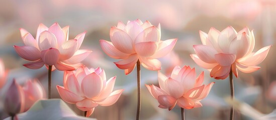Wall Mural - Pink Lotus Flowers in Soft Light