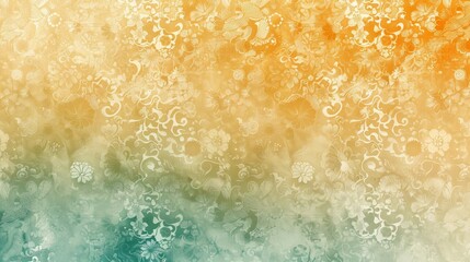 Tranquil abstract wallpaper with lace-like patterns golden to seafoam gradient
