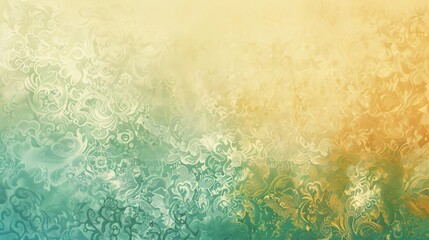 Wall Mural - Japanese textile inspired patterns yellow to seafoam gradient wallpaper
