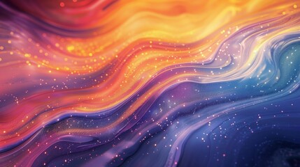 Wall Mural - Wallpaper featuring swirling rainbow hues and liquid textures starry light sparkles
