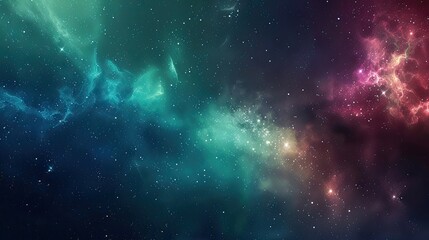 Cosmic Canvas Featuring Green, Blue, and Pink Galaxies, Stars, and Nebulae in Deep Space. Stunning Background Illustrating the Beauty of the Cosmos