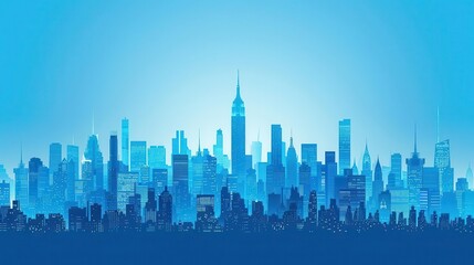 Wall Mural - city skyline with tall buildings and a blue sky