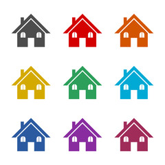 Poster - House home sign icon isolated on white background. Set icons colorful