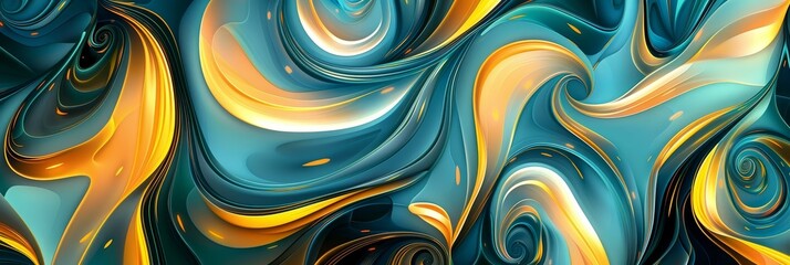 Sticker - Captivating Neon Azure and Goldenrod Abstract Pattern with Playful Curves:A visually striking and dynamic digital artwork featuring an enchanting blend of vibrant colors and mesmerizing geometric