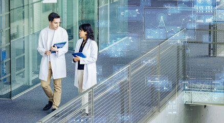 Poster - Multinational engineers and digital technology concept