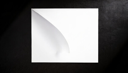 Wall Mural - white paper with folds on a black wall