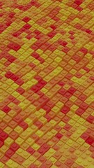  - Abstract particles background in rippling motion, seamless loop. Design. Yellow and red mosaic texture waving and transforming, seamless loop.