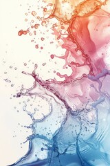 Wall Mural - Vibrant abstract art featuring dynamic water splashes in red, blue, and purple hues against a light background.