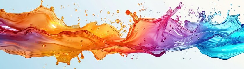 Wall Mural - Dynamic and vibrant paint splash in motion, showcasing a spectrum of colors on a light background. Perfect for creative and artistic projects.