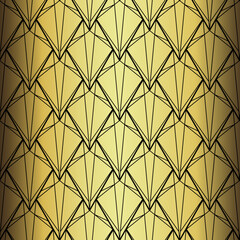 Wall Mural - Art Deco Wallpaper. Black and gold seamless pattern in roaring twenties style. Line art deco background for interior design. Elegant art deco type