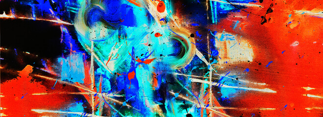 Digital painting multicolors abstract art design .