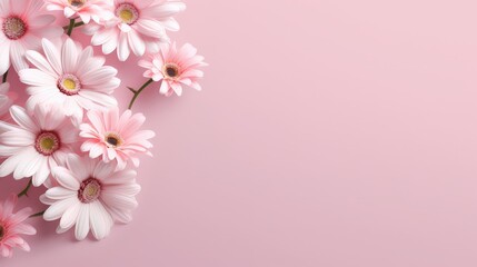 Wall Mural - Pink Gerbera Daisies on a Pale Pink Background
