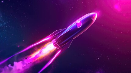 Space Rocket Launch with Vibrant Psychedelic Effects