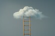 © Mamstock - Conceptual design of a wooden ladder against a grey background with a cloud providing copy space for text