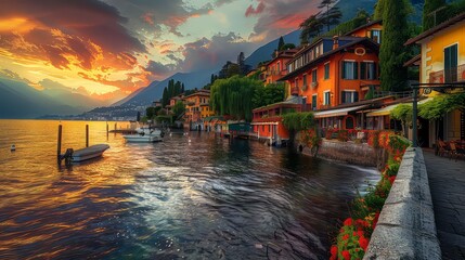 Varenna, Lake Como - Holidays in Italy view of the most beautiful lake in Italy, Lago di Como, Lombardia.