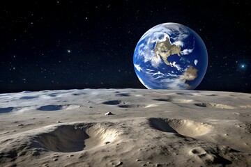view of the earth from the surface of the moon