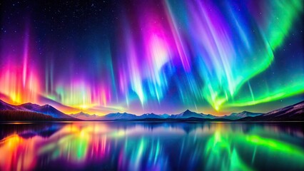 Wall Mural - Vivid neon aurora borealis background with premium quality, luxurious, abstract, vibrant, majestic, dynamic