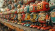 © LUPACO IMAGES - collection of colorful robots on a shelf in a store