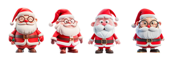 Wall Mural - Set of santa claus christmas decoration isolated on white