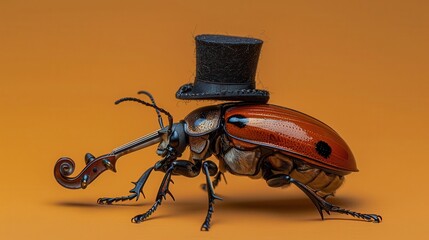 Wall Mural - bug with a top hat and a pipe