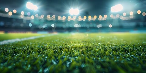 Wall Mural - Night view of a sports stadium with blurred lighting for football and cricket games. Concept Night Photography, Sports Stadium, Blurred Lighting, Football, Cricket