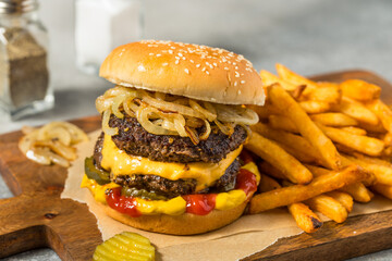 Canvas Print - Homemade Chicago Big Baby Cheeseburger