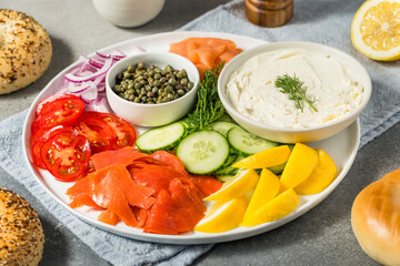 Canvas Print - Salmon Lox Bagel Platter