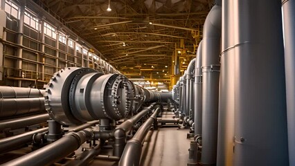 Poster - Industrial Piping System in a Large Factory Generative AI