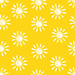 Wall Mural - summer seamless pattern with cute sun. vector illustration