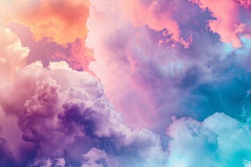 Beautiful sunset sky with fluffy clouds creating an abstract background