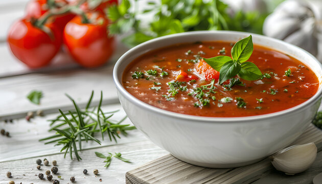 Traditional Hungarian tomato soup goulash (bograch)