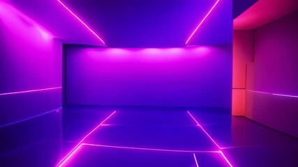 Poster - Purple Neon Lights In An Empty Room Generative AI