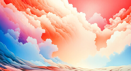 Canvas Print - Abstract Cloudscape with Pastel Colors