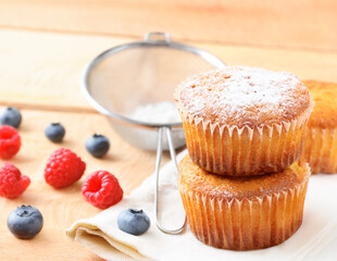 Sticker - homemade muffins with berries for dessert