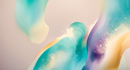 Canvas Print - Abstract Watercolor Background with Swirling Colors and White Dots