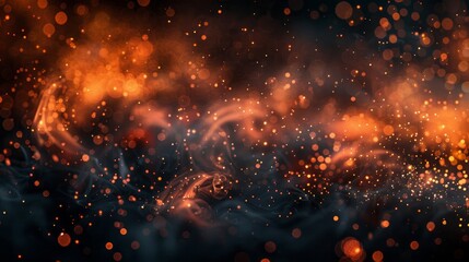 Canvas Print - Fire embers particles over black background. Fire sparks background. Abstract dark glitter fire particles lights.