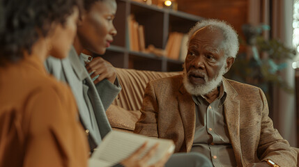 Wall Mural - african american older man being interviewed