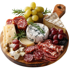 Artisan Cheese and Charcuterie Board with Meats and Fruits 5f799131 Isolated on Transparent or White Background, PNG