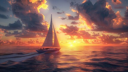 Sticker - sailboat at sunset