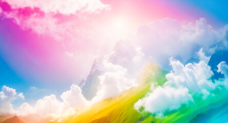 Sticker - Colorful Sky and Mountain Landscape