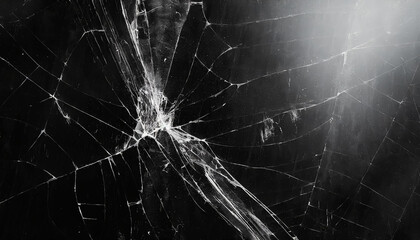 broken glass texture on black background, abstract background with cracks and scratches, black and white old retro grunge effect