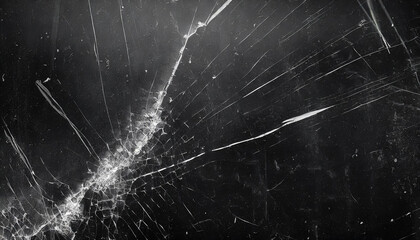 broken glass texture on black background, abstract background with cracks and scratches, black and white old retro grunge effect