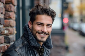 Fashion Man Portrait: Stylish Latin Model with Trendy Hair and Photogenic Smile