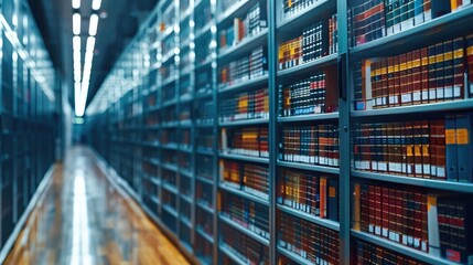 Poster - Library with data servers on shelf. Generative AI.