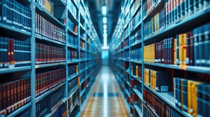Poster - Library with data servers on shelf. Generative AI.
