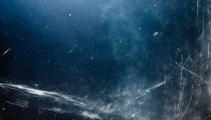 Aufkleber - dark abstract blue film texture with dust and scratches, banner background with copy space for product presentation and website