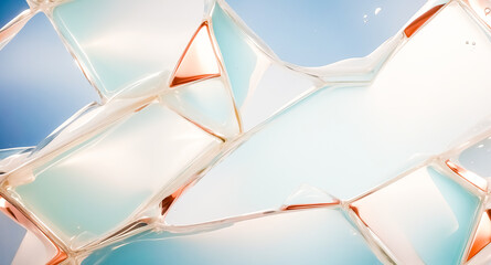 Poster - Abstract Fluid Shapes in Soft Blue and Peach Tones