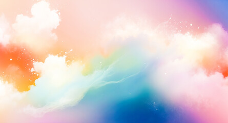 Sticker - Abstract Watercolor Clouds in Pastel Colors