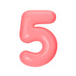 © Katerina - Numeral 5 - Pink Plastic Balloon Number five Isolated on White Background. 3D Style Vector Illustration