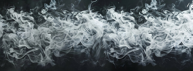 Wall Mural - Abstract white smoke on black background, photorealistic